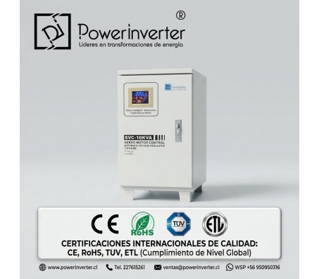 ESTABILIZADOR MONOFÁSICO 220VAC 10.000VA SERVO-MOTOR-CONTROL - T